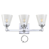 Marion 21" 3-light Hurricane Metal/Glass Vanity Light, Chrome by JONATHAN Y