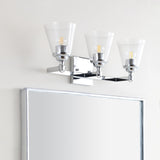 Marion 21" 3-light Hurricane Metal/Glass Vanity Light, Chrome by JONATHAN Y