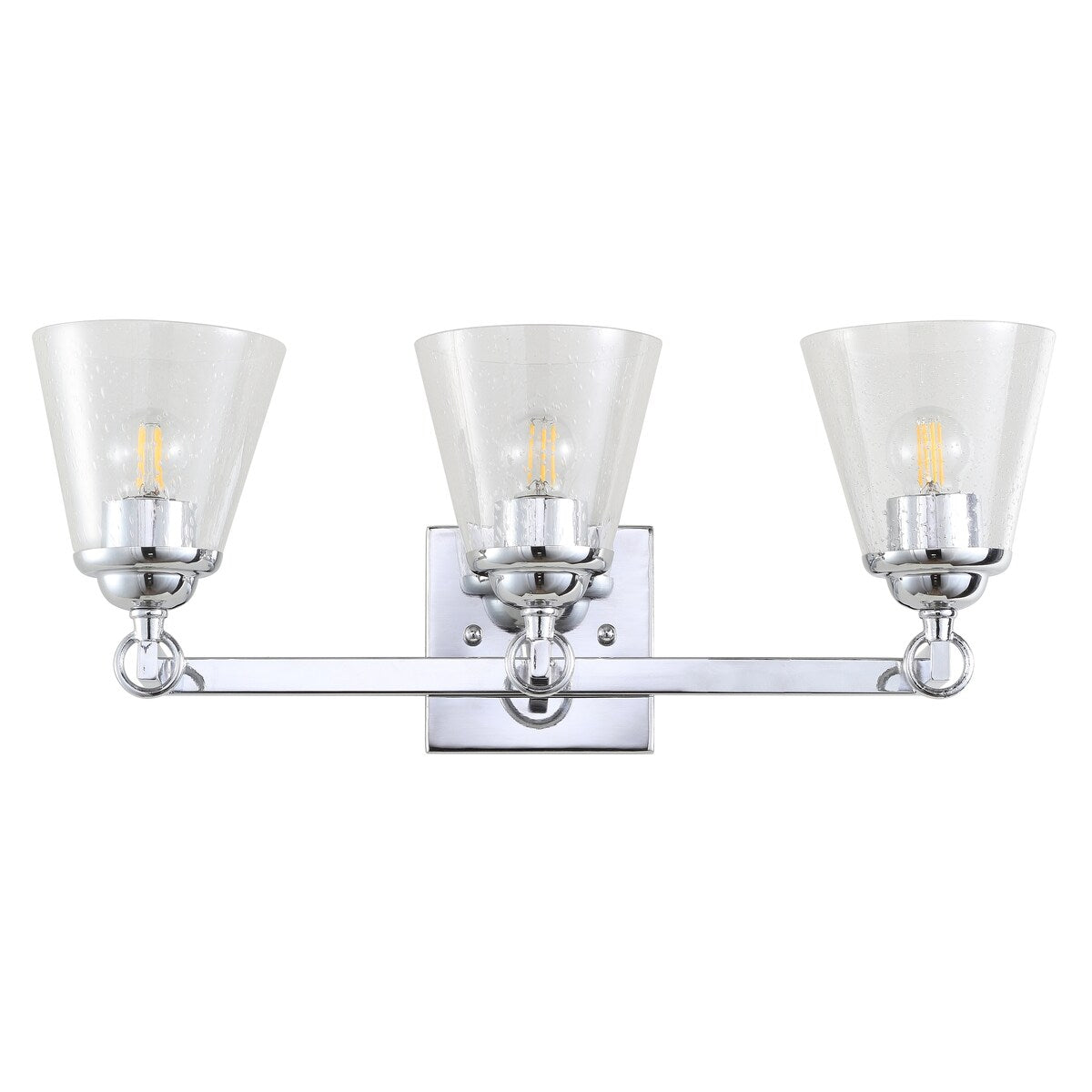 Marion 21" 3-light Hurricane Metal/Glass Vanity Light, Chrome by JONATHAN Y