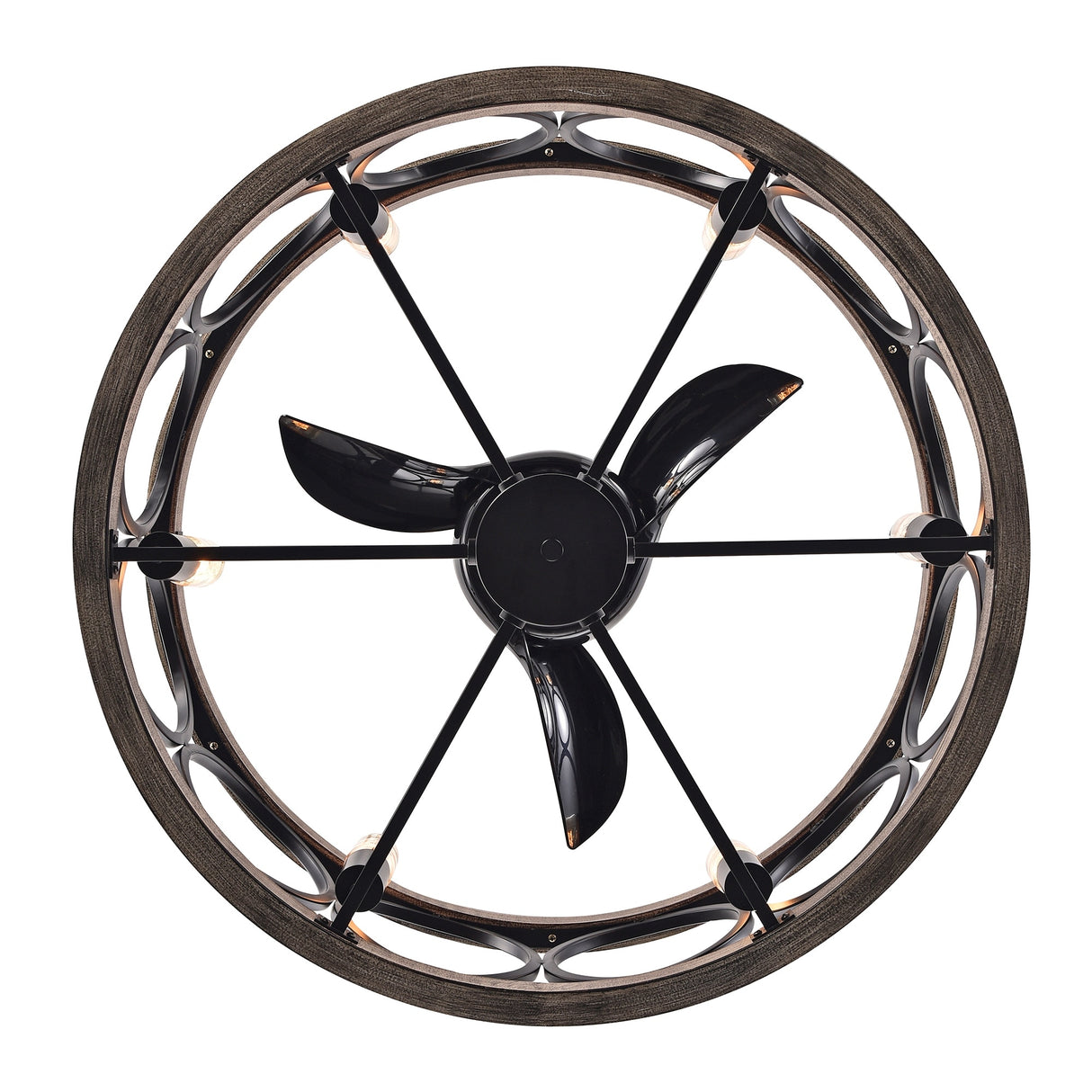 Marion 30-inch 6-light Open Metal Drum Shade Lighted Ceiling Fan