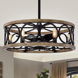 Marion 30-inch 6-light Open Metal Drum Shade Lighted Ceiling Fan