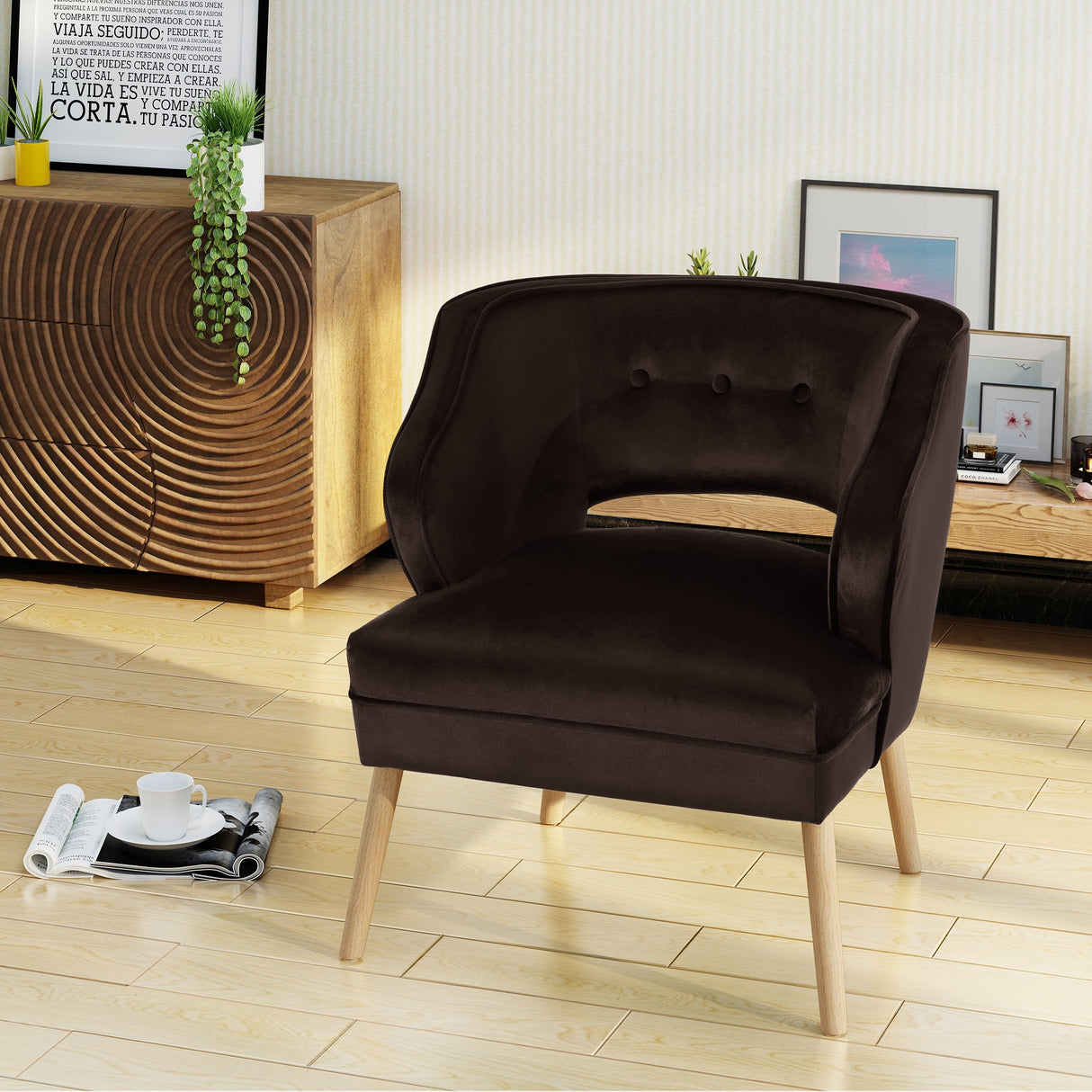 Mariposa Mid-century Velvet Accent Chair by Christopher Knight Home