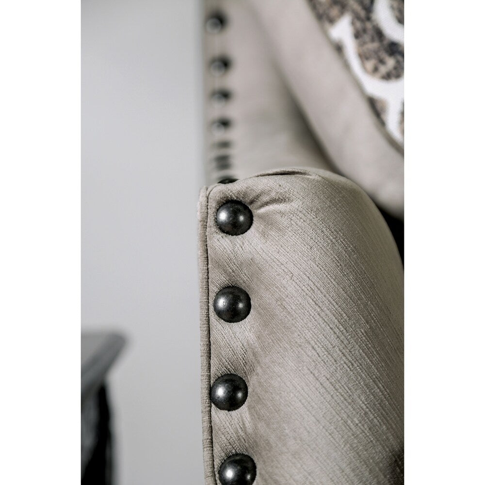 Cram Traditional Brown Chenille Tufted Nailhead Sofa by Furniture of America