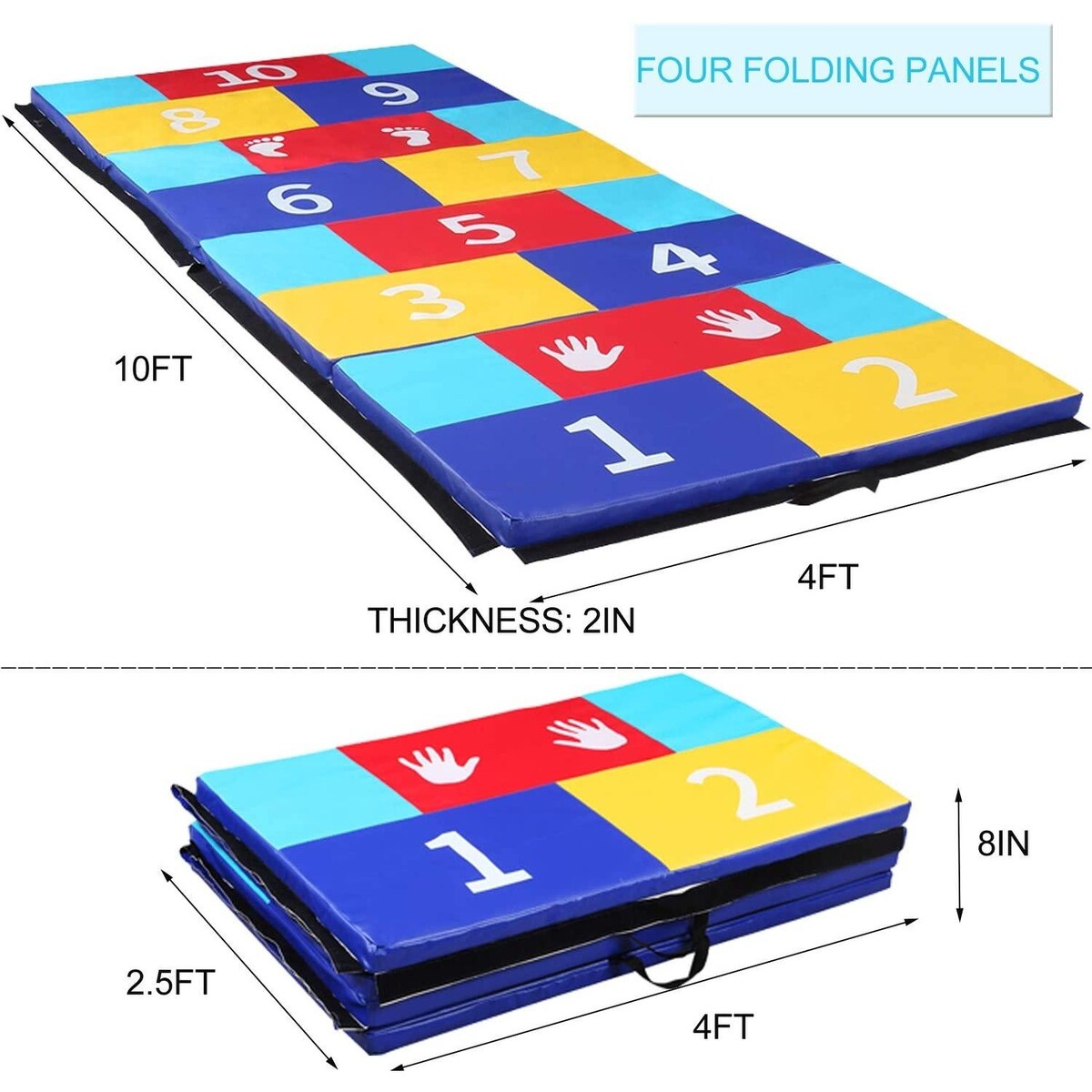 Zenova 4' x 10' x 2'' Folding Gymnastic Exercise Puzzle Play Mat