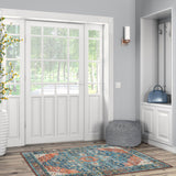 Markum Machine Washable Teal and Rust Area Rug