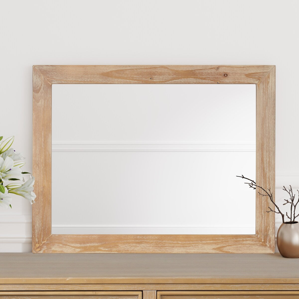 Marla Square Dresser Mirror - Natural/Mocha