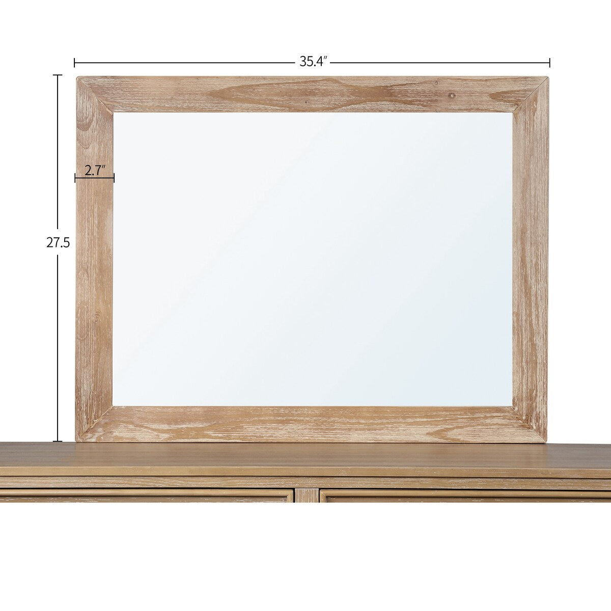Marla Square Dresser Mirror - Natural/Mocha