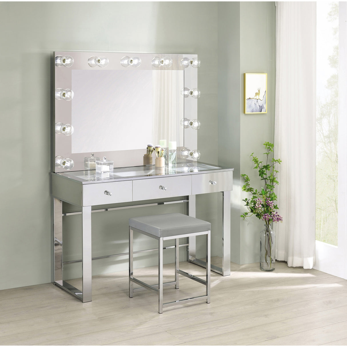 Marlee Upholstered Square Vanity Stool - N/A