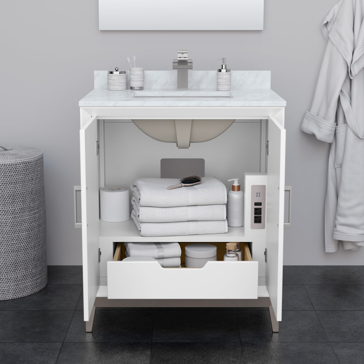 Marlena 30-inch Single Vanity, Quartz Top