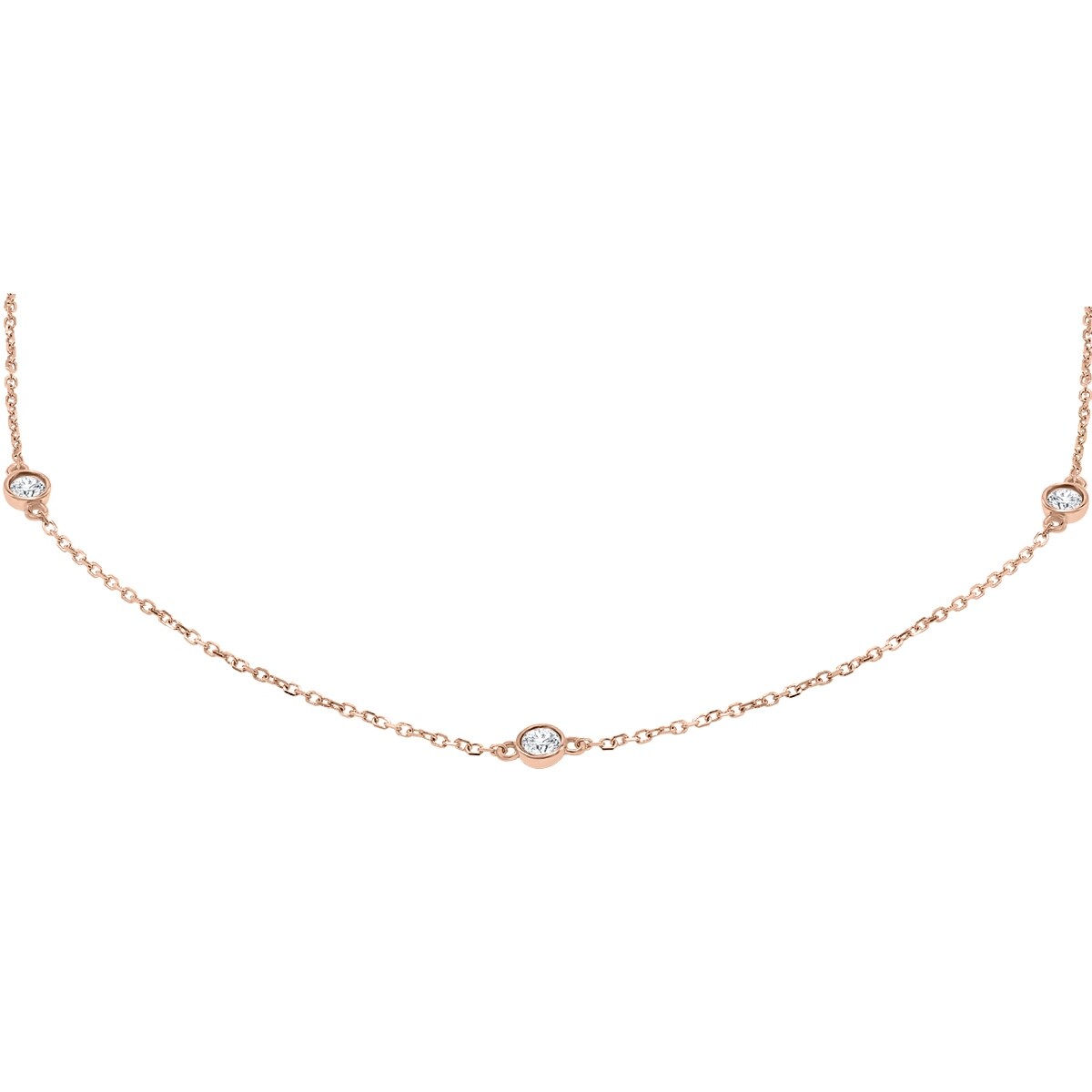 Marquee 1/2 Carat TW Bezel Set Diamond Station Necklace in 14K Rose Gold