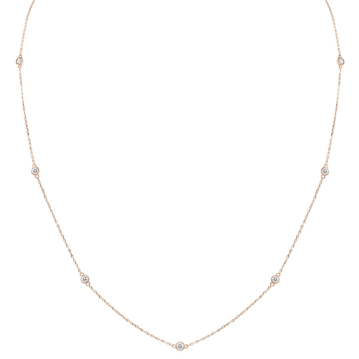 Marquee 1/2 Carat TW Bezel Set Diamond Station Necklace in 14K Rose Gold