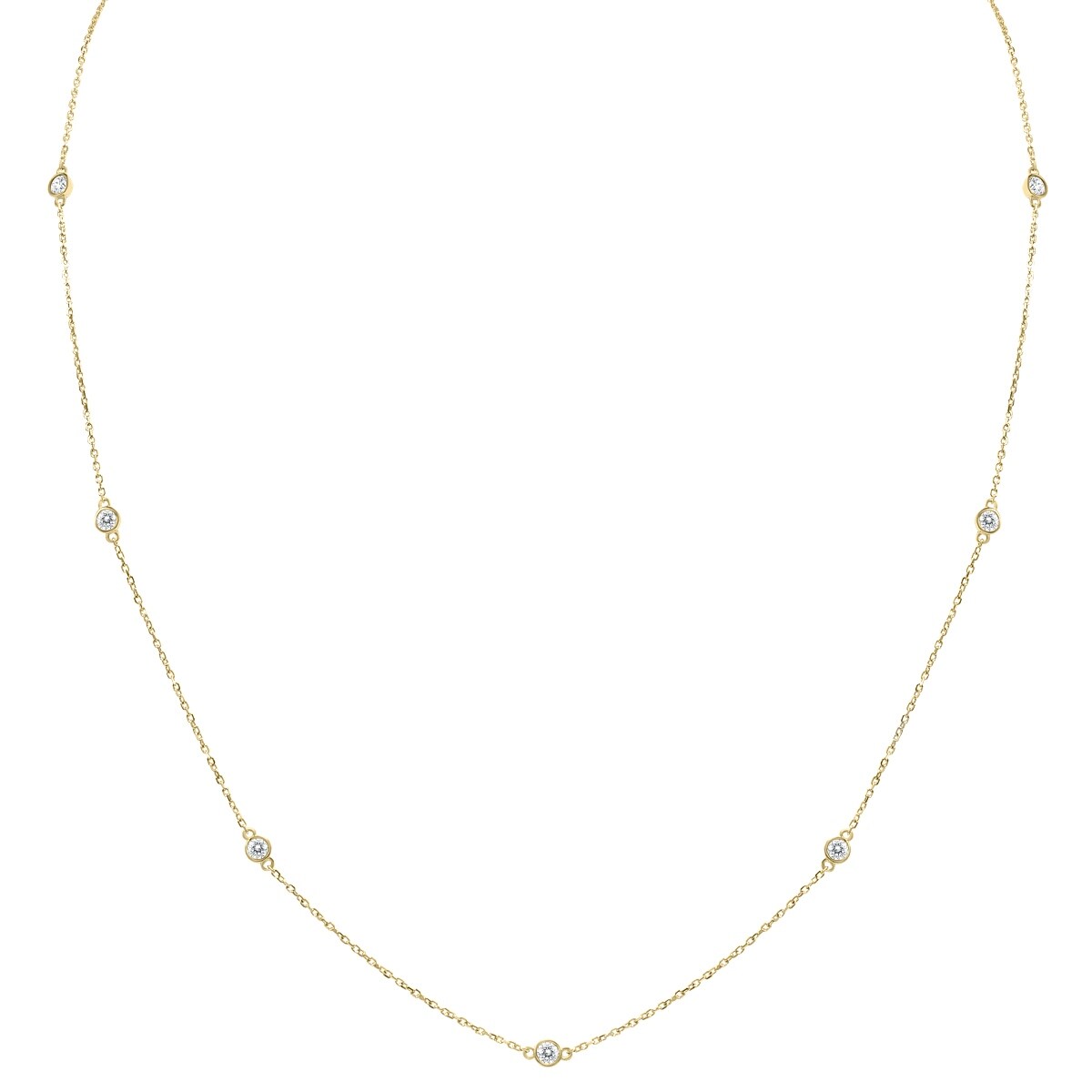 Marquee 1/2 Carat TW Bezel Set Diamond Station Necklace in 14K Yellow Gold