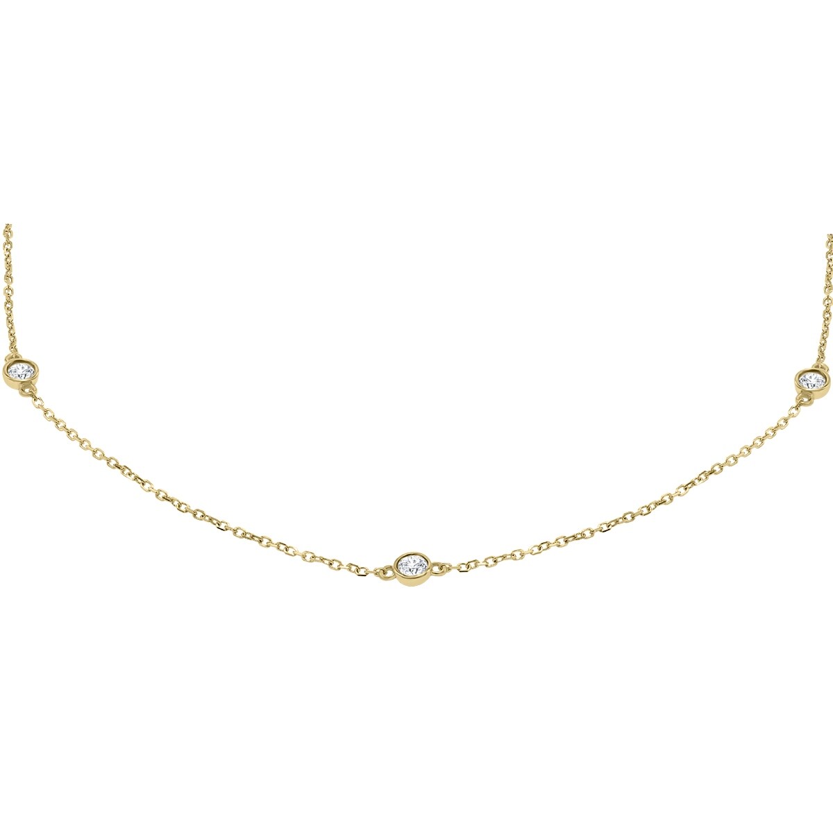 Marquee 1/2 Carat TW Bezel Set Diamond Station Necklace in 14K Yellow Gold