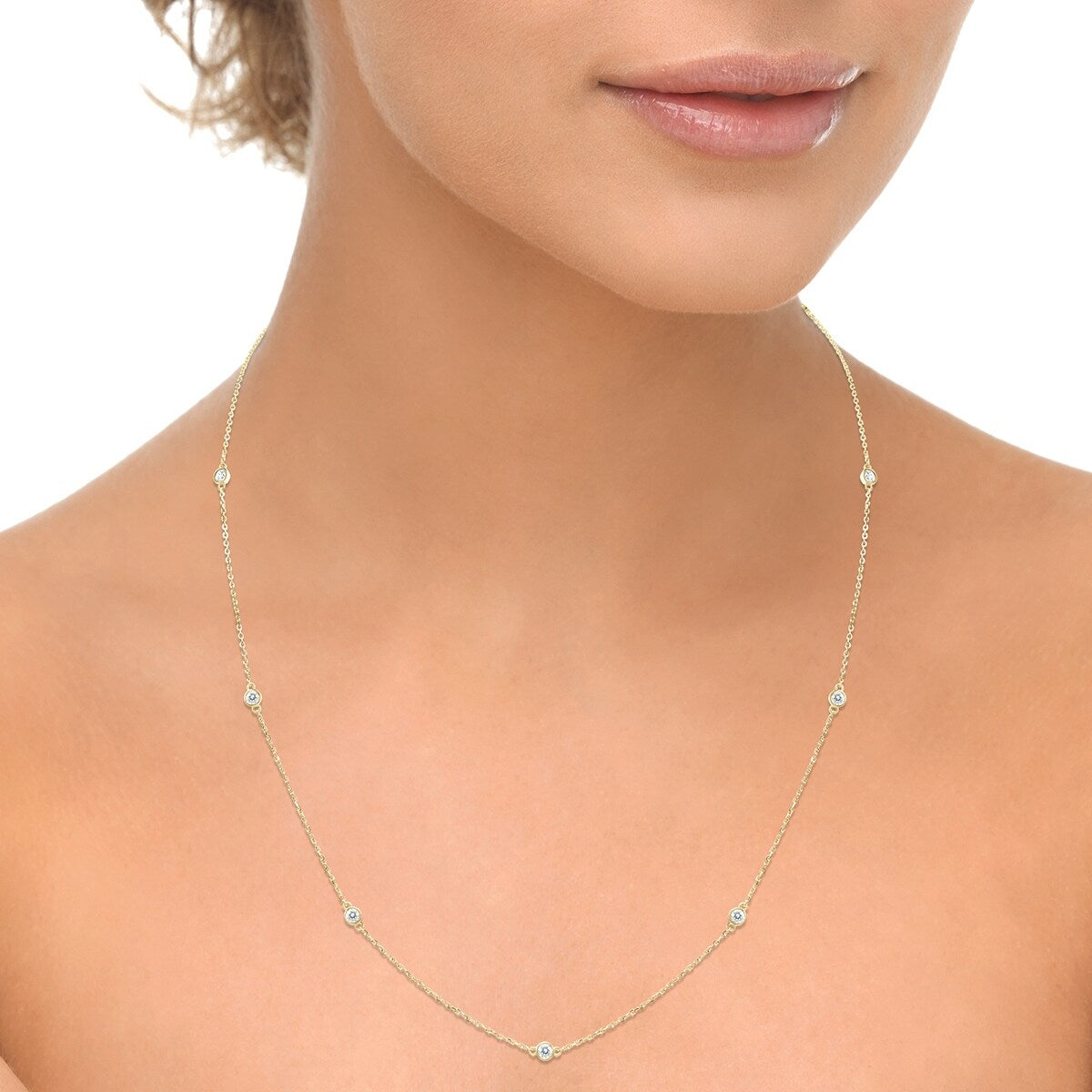 Marquee 1/2 Carat TW Bezel Set Diamond Station Necklace in 14K Yellow Gold