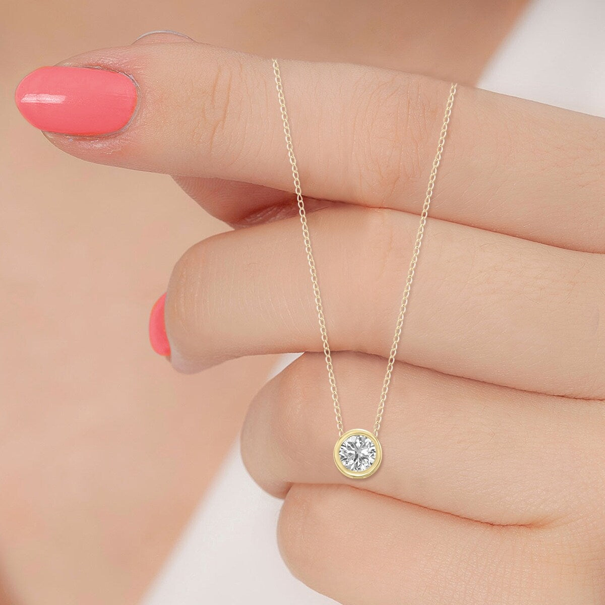 Marquee 1/4 Carat Lab Grown Diamond Bezel Pendant in 14K Yellow Gold