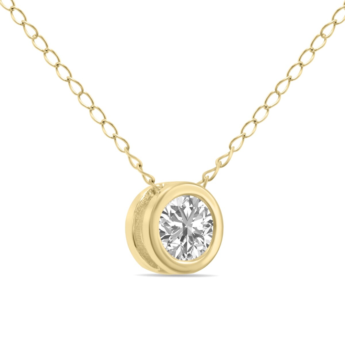 Marquee 1/4 Carat Lab Grown Diamond Bezel Pendant in 14K Yellow Gold