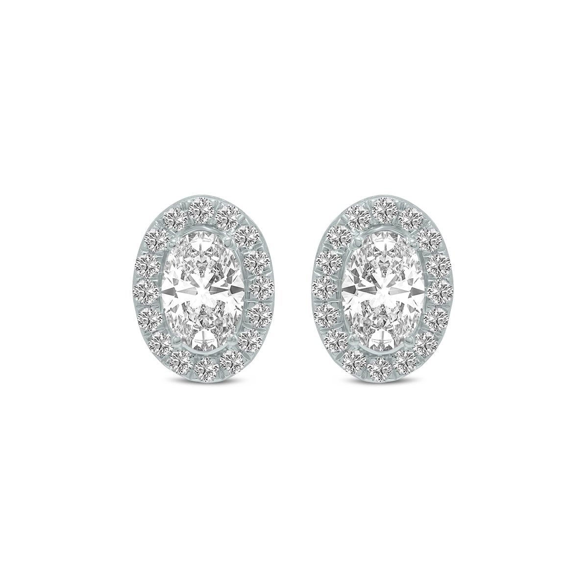 Marquee 1.50 Carat TW Oval Shape Lab Grown Diamond Halo Earrings in 14K White Gold