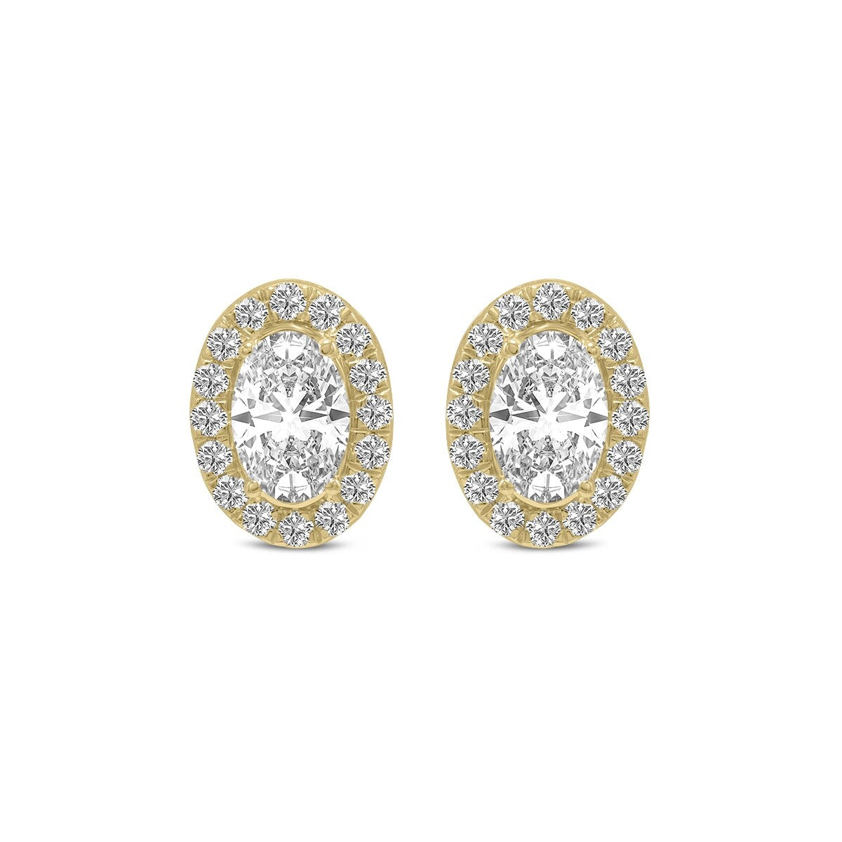 Marquee 1.50 Carat TW Oval Shape Lab Grown Diamond Halo Earrings in 14K Yellow Gold