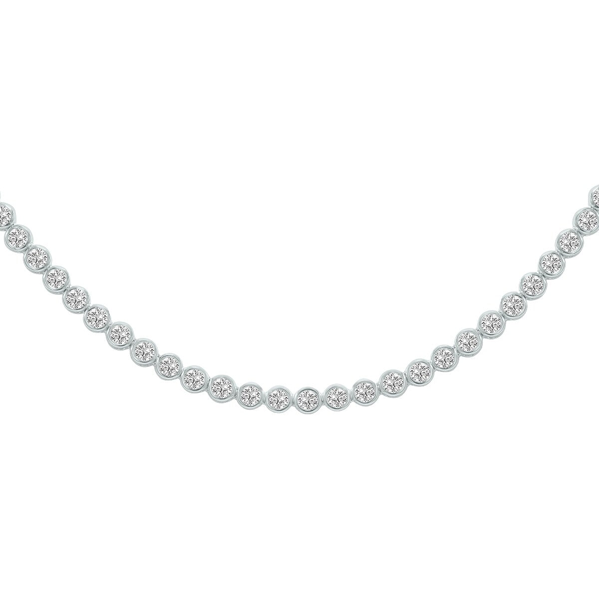 Marquee 10 Carat TW Round Lab Grown Diamond Bezel Set Necklace in 14K White Gold