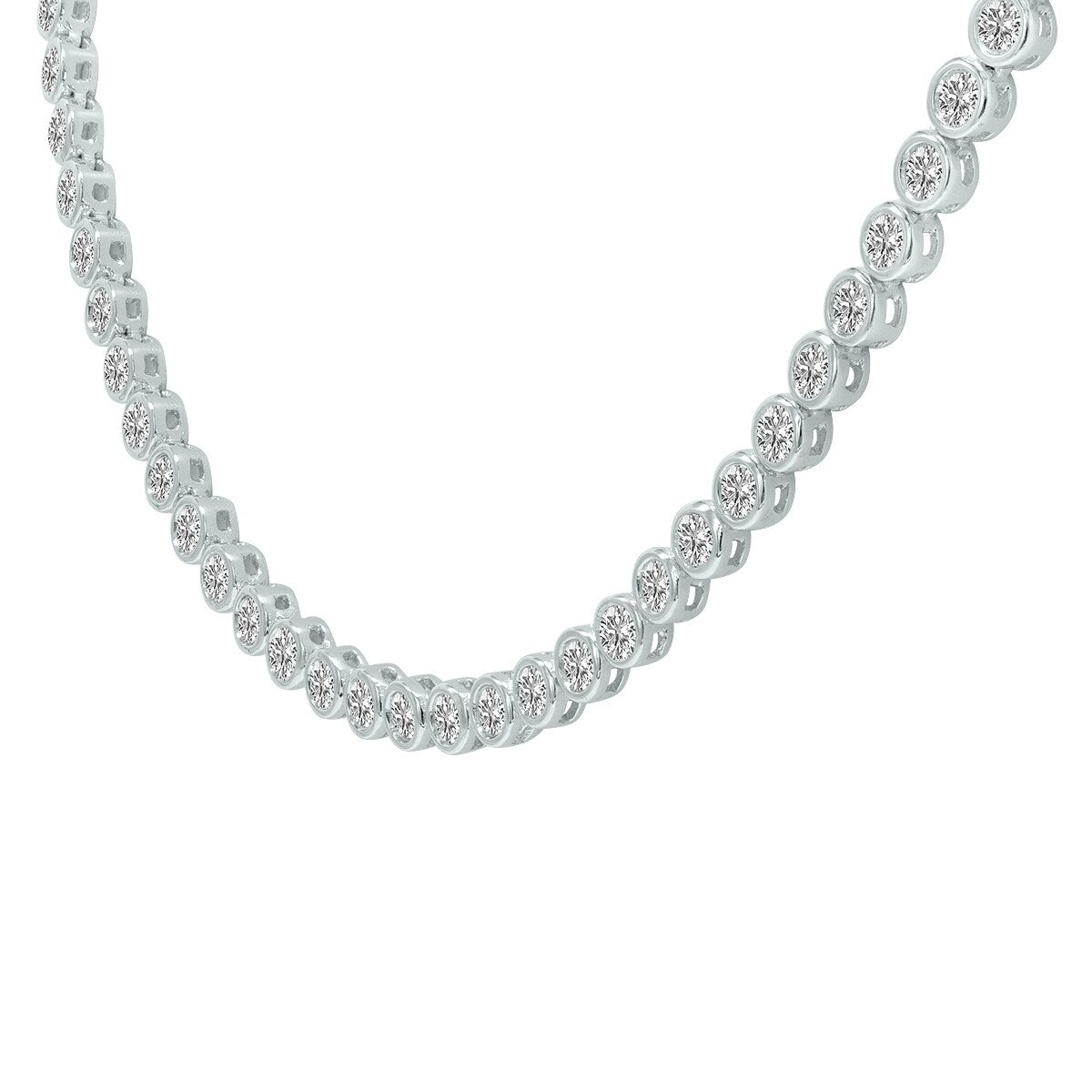 Marquee 10 Carat TW Round Lab Grown Diamond Bezel Set Necklace in 14K White Gold