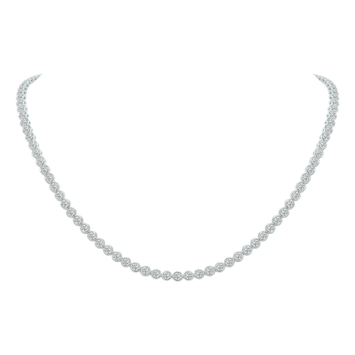 Marquee 10 Carat TW Round Lab Grown Diamond Bezel Set Necklace in 14K White Gold