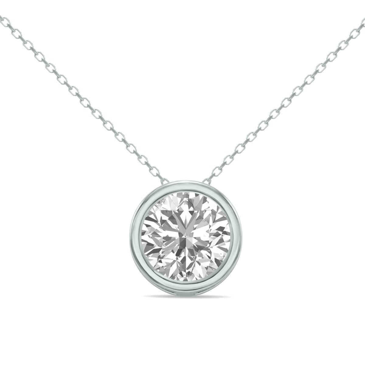 Marquee 2 Carat Lab Grown Diamond Bezel Pendant in 14K White Gold