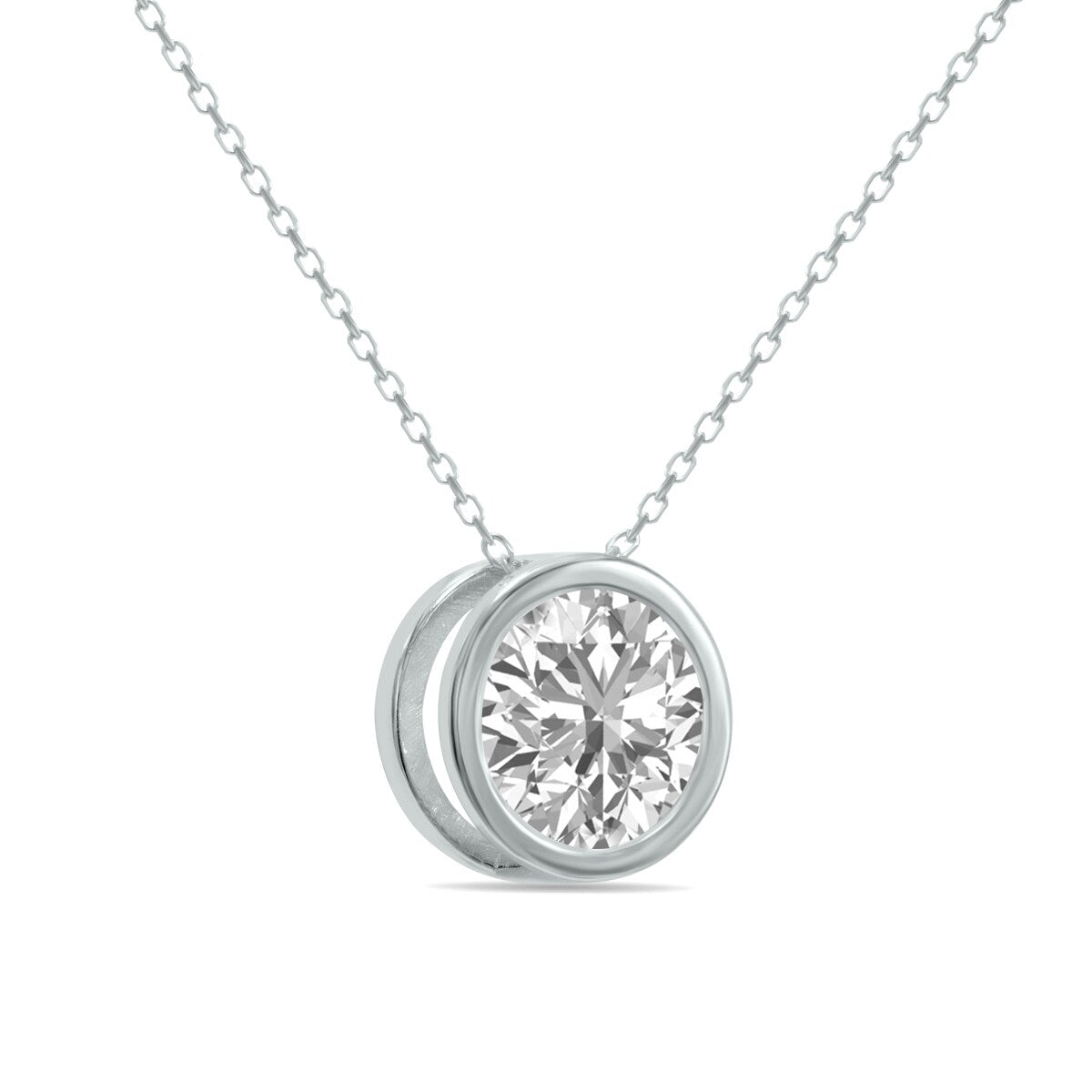 Marquee 2 Carat Lab Grown Diamond Bezel Pendant in 14K White Gold