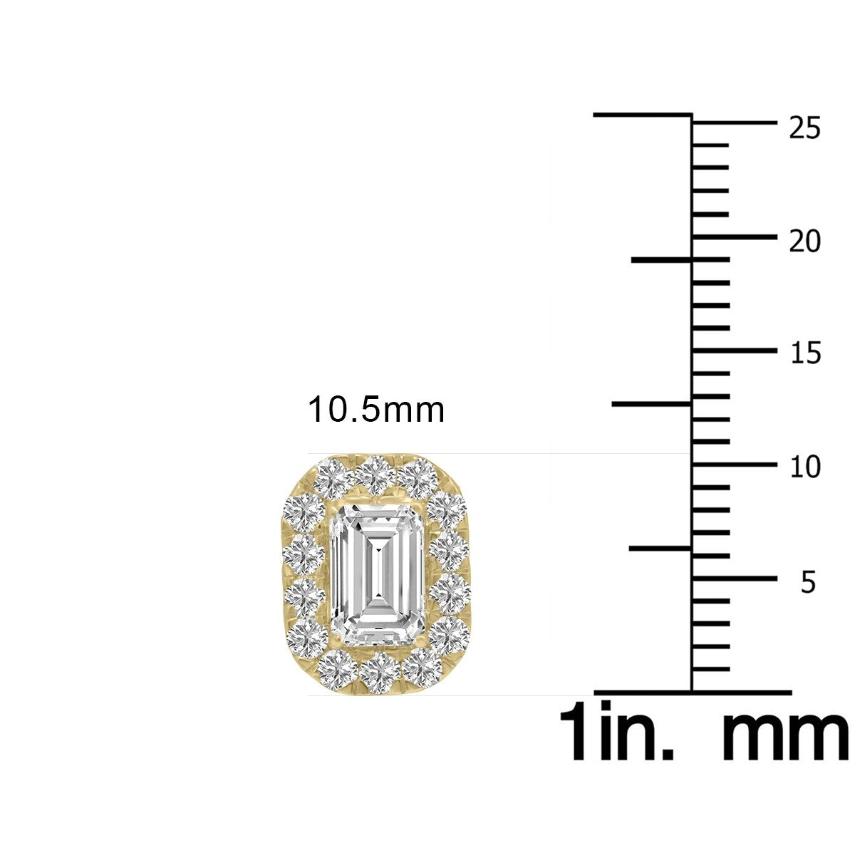 Marquee 2 Carat TW Emerald Cut Lab Grown Diamond Halo Earrings in 14K Yellow Gold