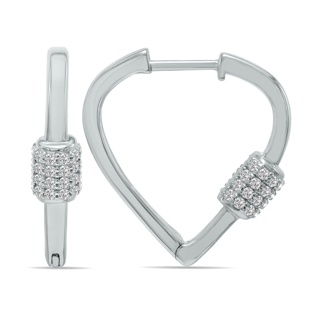 Marquee 3/8 CTW Heart Shape Lab Grown Diamond Huggies Hoop Earrings in 10K White Gold (F-G Color, VS1- VS2 Clarity)