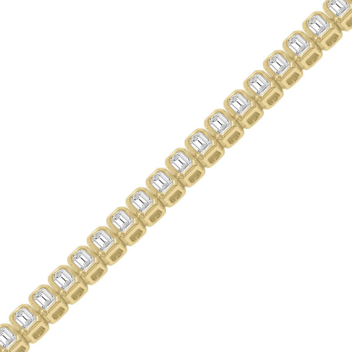 Marquee 5 Carat TW Emerald Cut Lab Grown Diamond Bezel Set Bracelet in 14K Yellow Gold