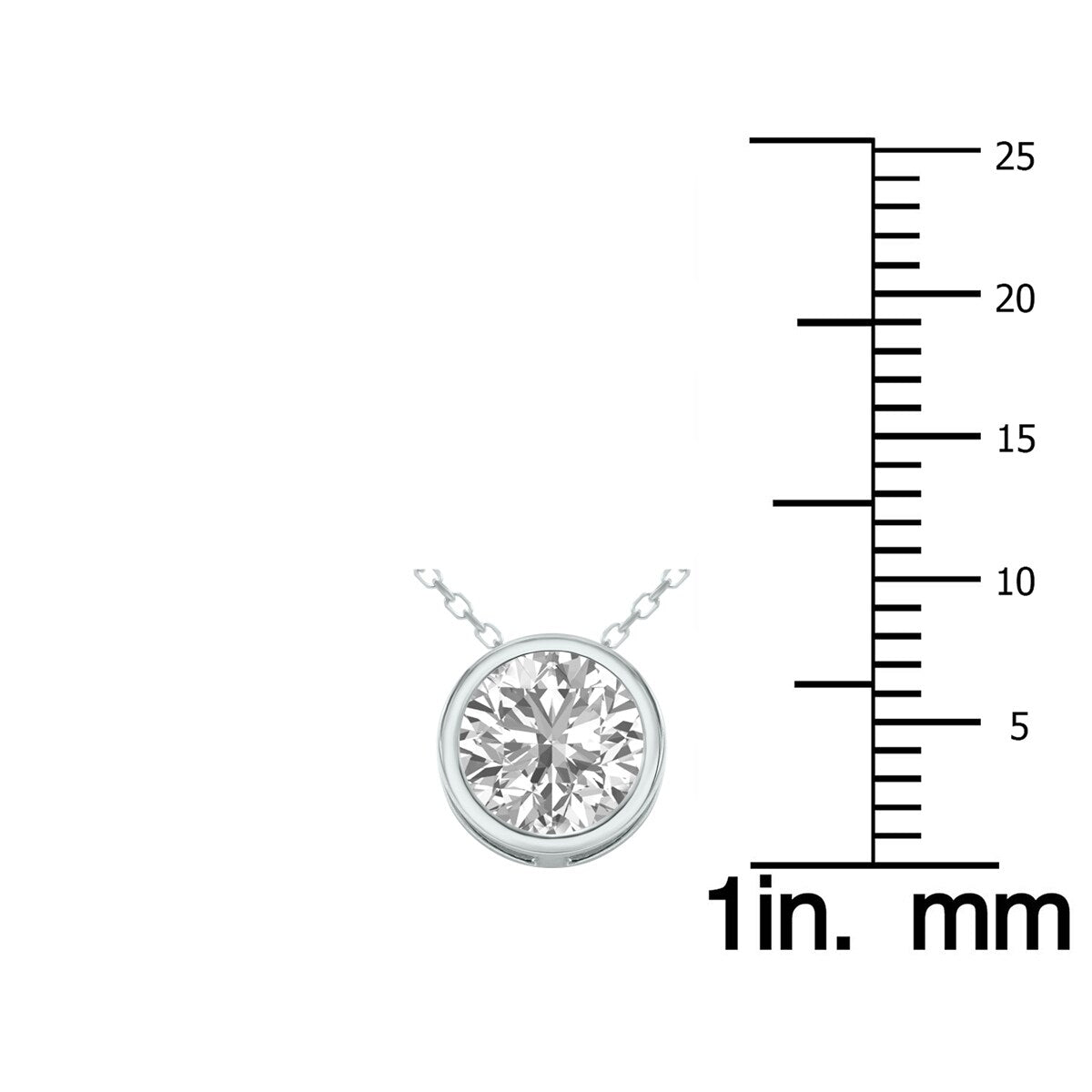 Marquee Certified 1 Carat Lab Grown Diamond Bezel Pendant in 14K White Gold (F-G Color, VS1-VS2 Clarity)