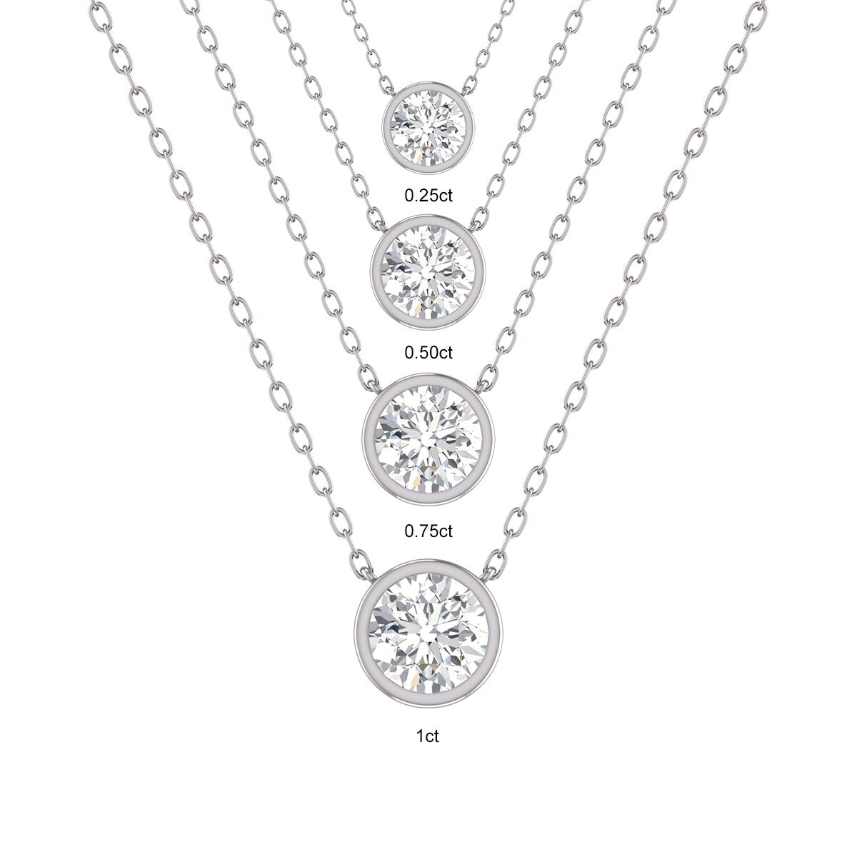 Marquee Lab Grown 1/2 Carat Round Bezel Set Diamond Solitaire Pendant in 14K White Gold