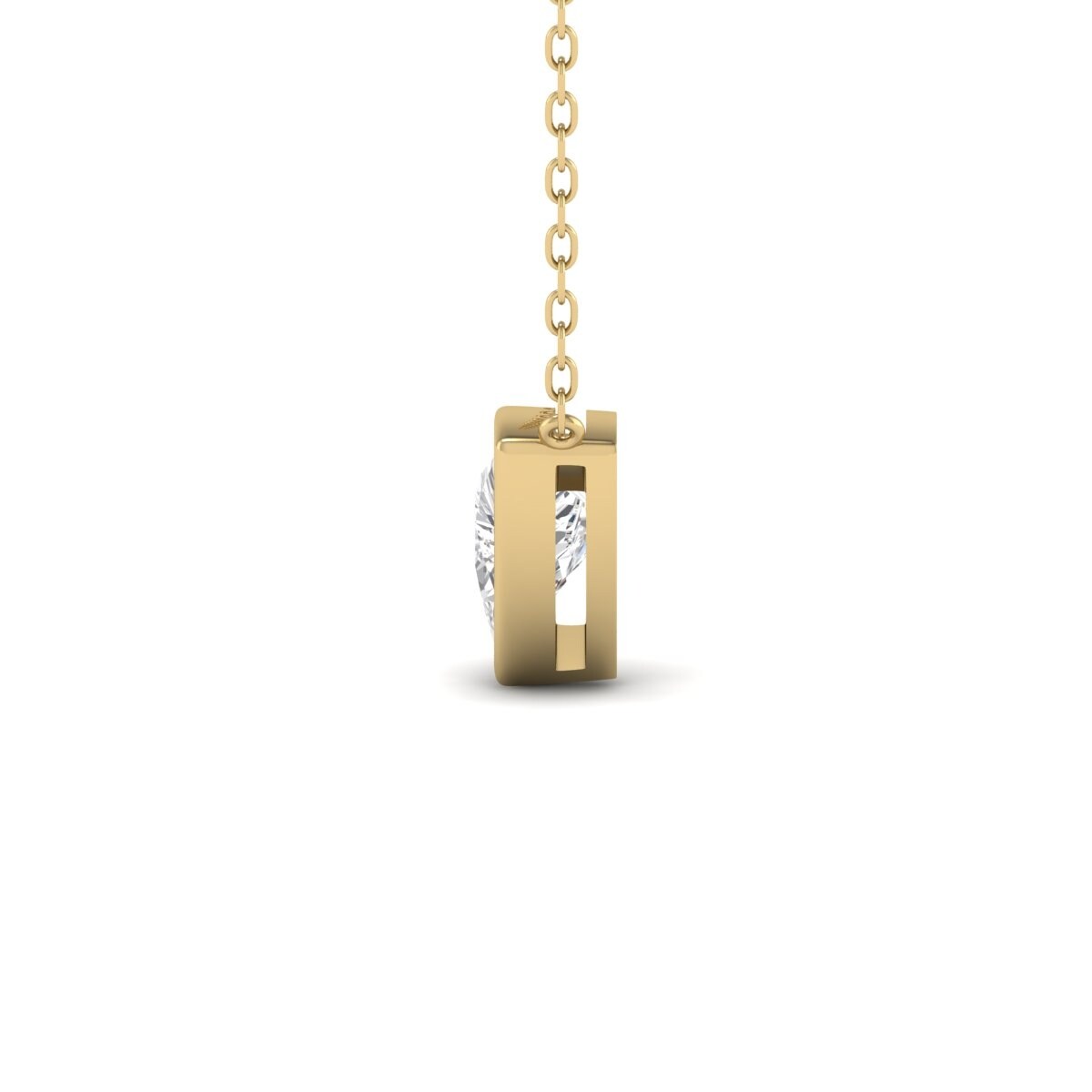 Marquee Lab Grown 1/2 Carat Trillion Shaped Bezel Set Diamond Solitaire Pendant in 14K Yellow Gold
