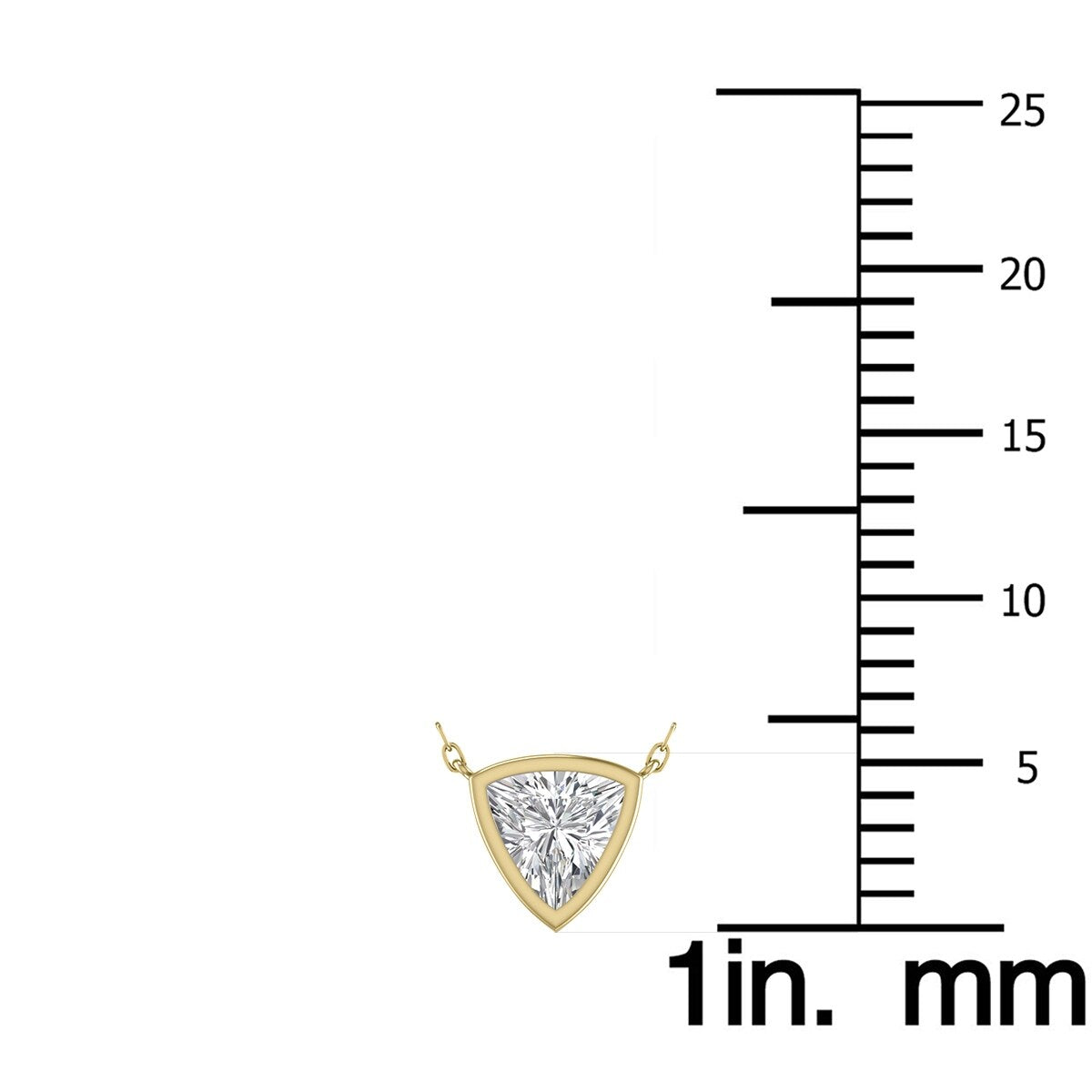 Marquee Lab Grown 1/2 Carat Trillion Shaped Bezel Set Diamond Solitaire Pendant in 14K Yellow Gold