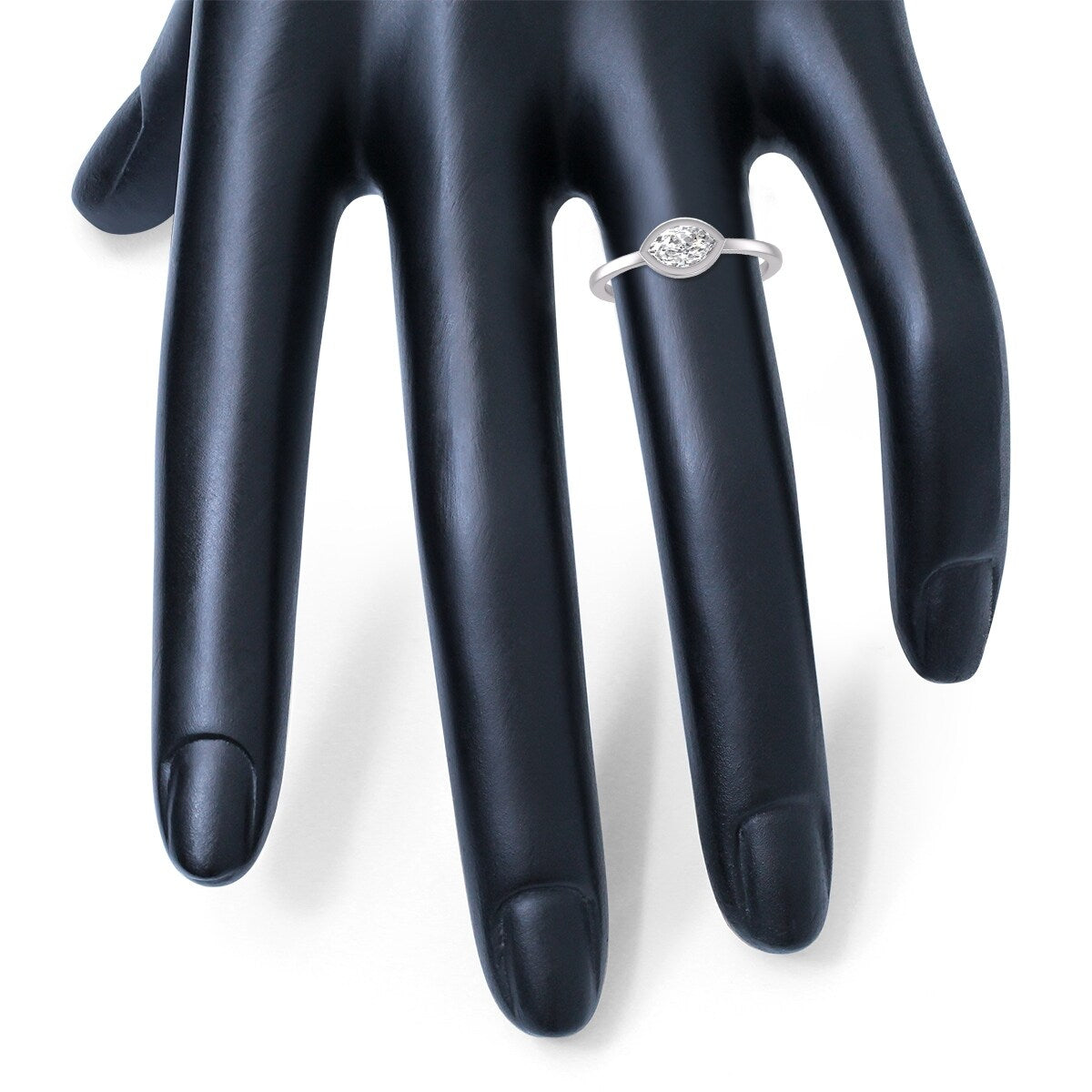 Marquee Lab Grown 1/4 Carat Marquise Bezel Solitaire Diamond Ring in 14K White Gold