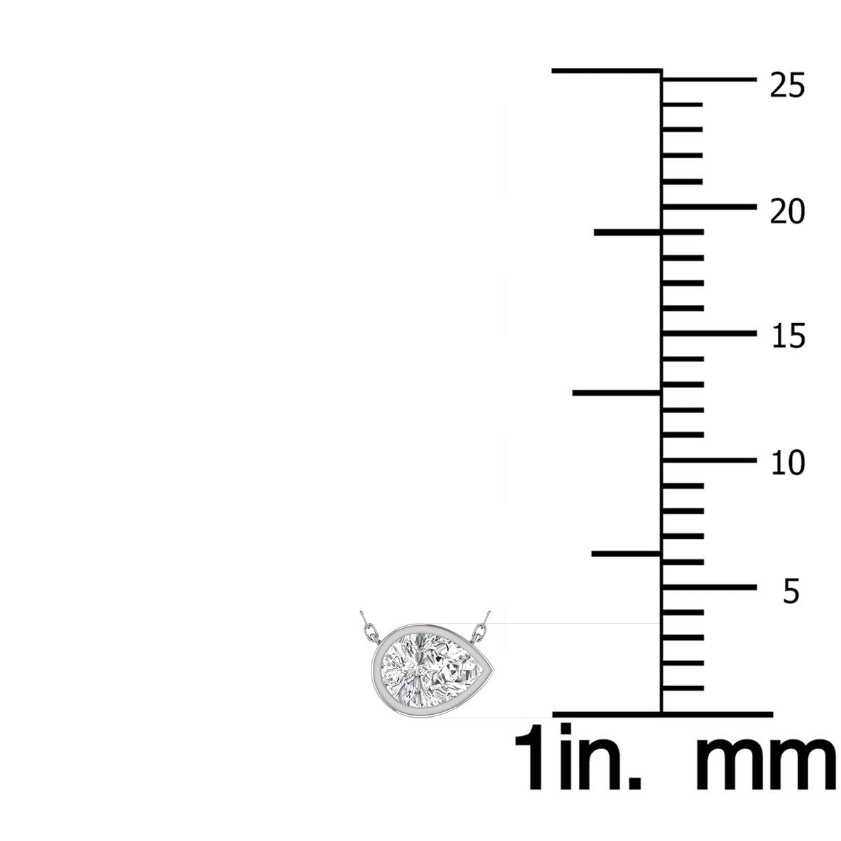 Marquee Lab Grown 1/4 Carat Pear Shaped Bezel Set Diamond Solitaire Pendant in 14K White Gold