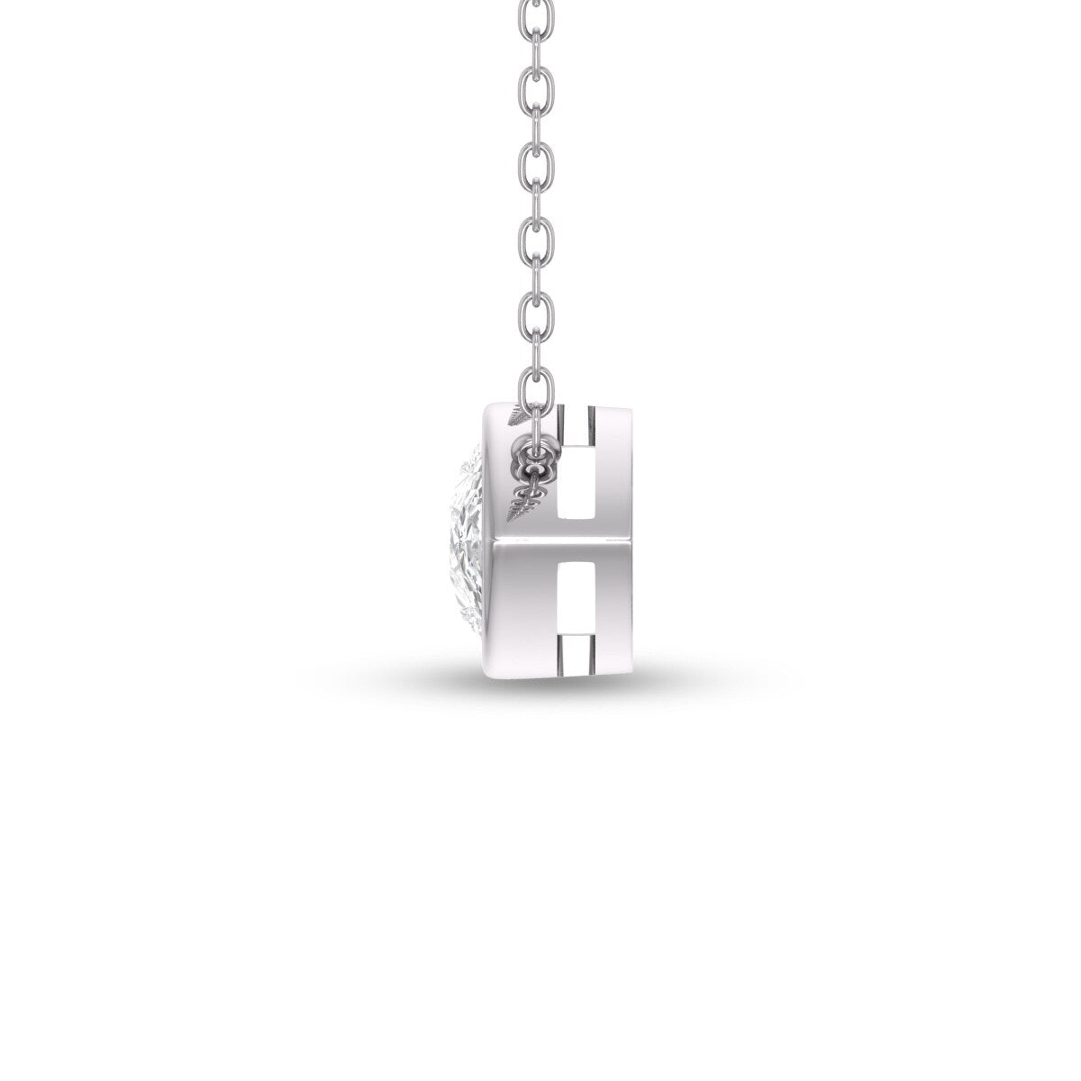 Marquee Lab Grown 1/4 Carat Pear Shaped Bezel Set Diamond Solitaire Pendant in 14K White Gold
