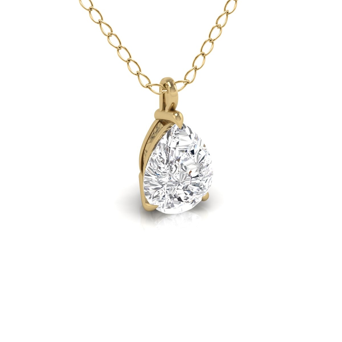 Marquee Lab Grown 3/4 Carat Pear Solitaire Diamond Pendant in 14K Yellow Gold