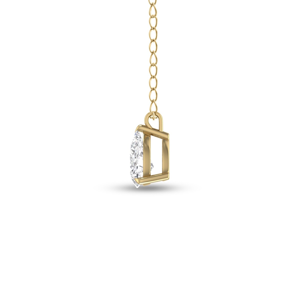 Marquee Lab Grown 3/4 Carat Pear Solitaire Diamond Pendant in 14K Yellow Gold