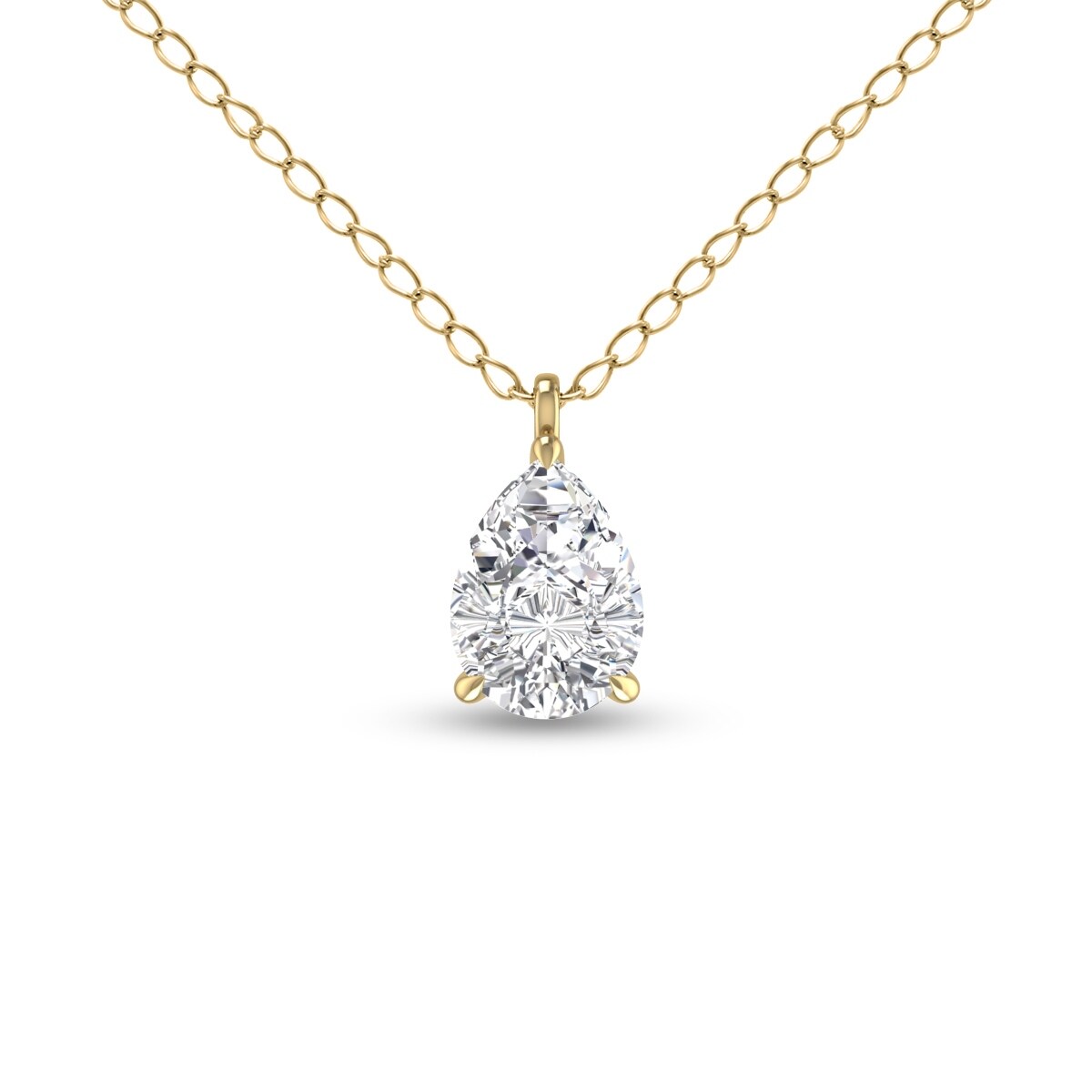 Marquee Lab Grown 3/4 Carat Pear Solitaire Diamond Pendant in 14K Yellow Gold