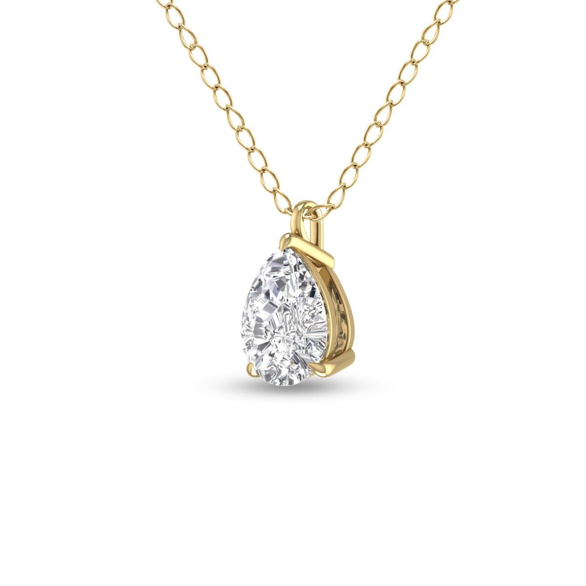 Marquee Lab Grown 3/4 Carat Pear Solitaire Diamond Pendant in 14K Yellow Gold