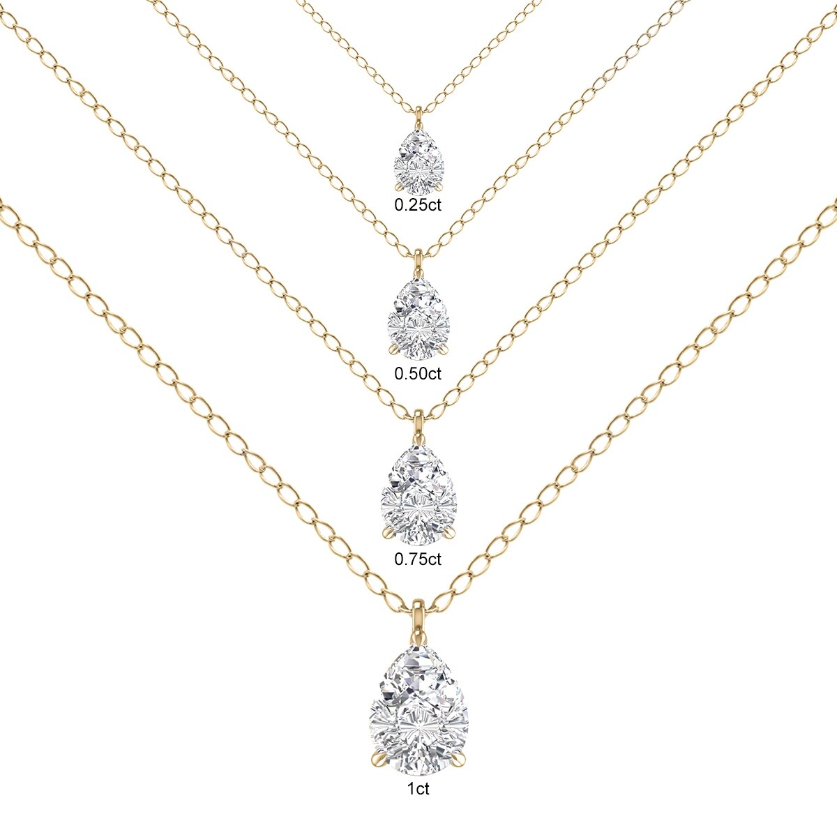 Marquee Lab Grown 3/4 Carat Pear Solitaire Diamond Pendant in 14K Yellow Gold