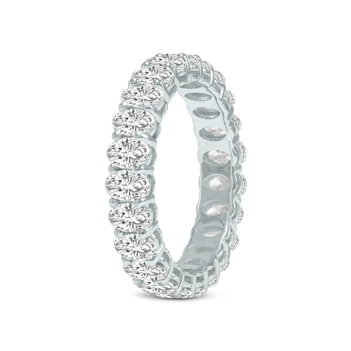 Marquee Jewels Oval Lab Grown Diamond Eternity Band in 14K White Gold (3.30 Carat TW)
