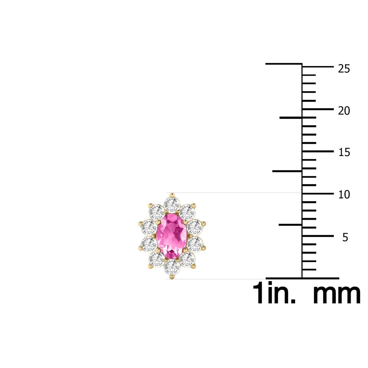 Marquee Oval Shape Pink Topaz and Diamond Flower Earrings in 14K Yellow Gold