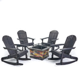 Marrion Outdoor 5 Piece Adirondack Rocking Chair Set with Fire Pit by Christopher Knight Home
