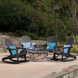 Marrion Outdoor 5 Piece Adirondack Rocking Chair Set with Fire Pit by Christopher Knight Home