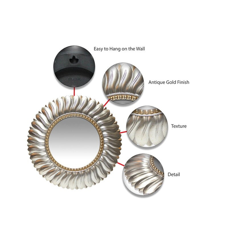 Marseille Gold/Silver Round 21 inch Wall Mirror by Infinity Instruments - 21.5 x 2 x 21.5