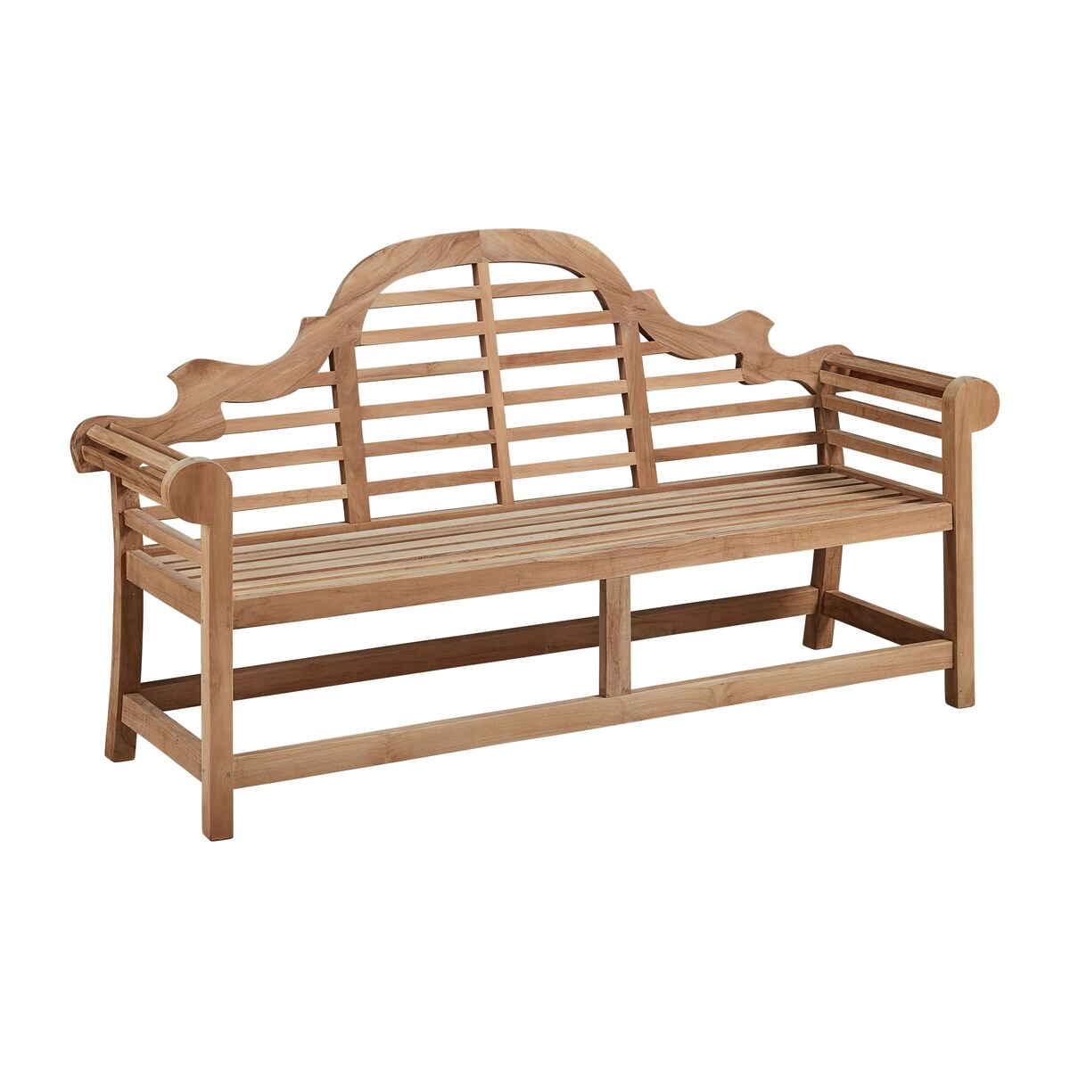 Marsh Harbour 78-inch Teak Bench with Scalloped Back and Slat Seat