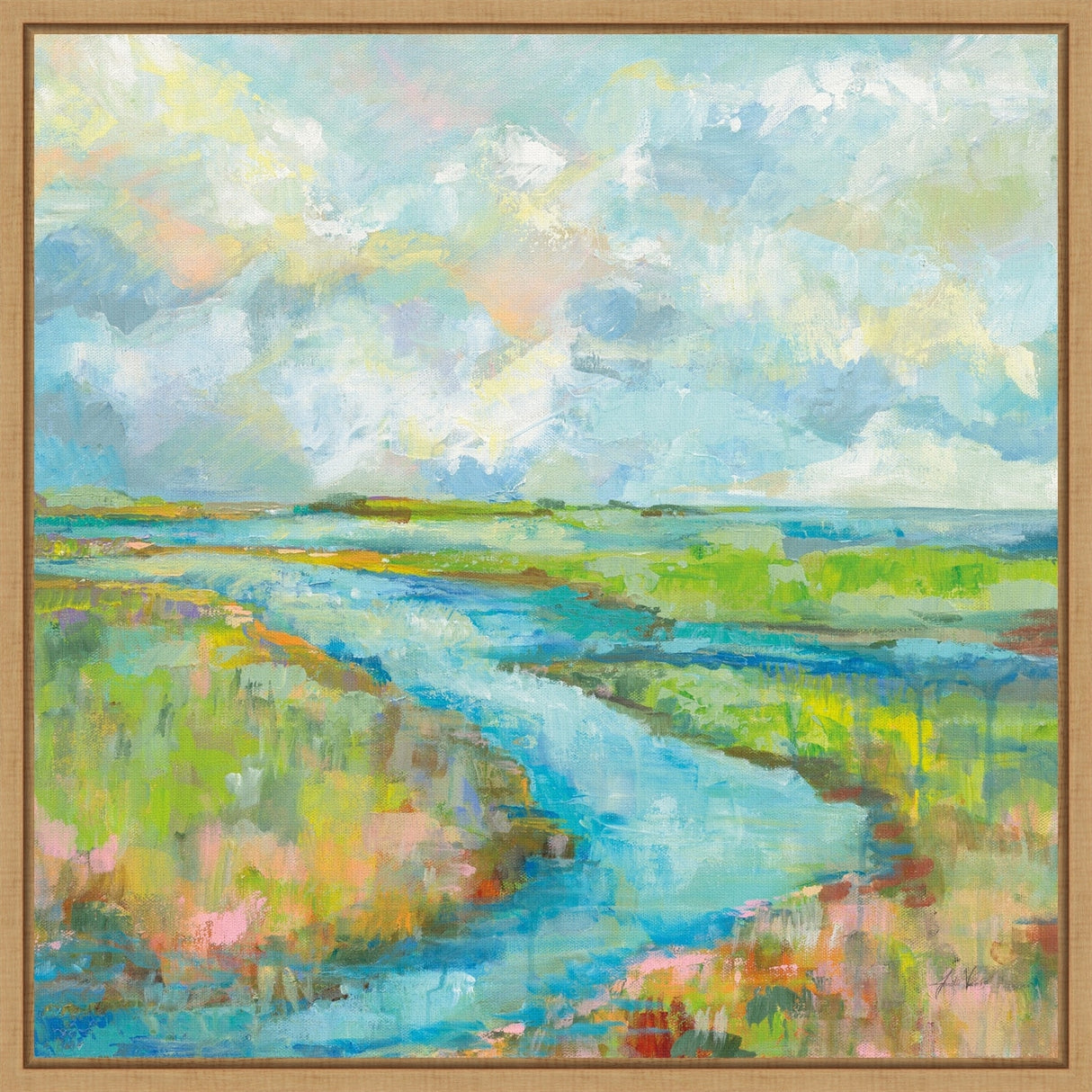 Marsh (Stream) by Jeanette Vertentes Framed Canvas Art