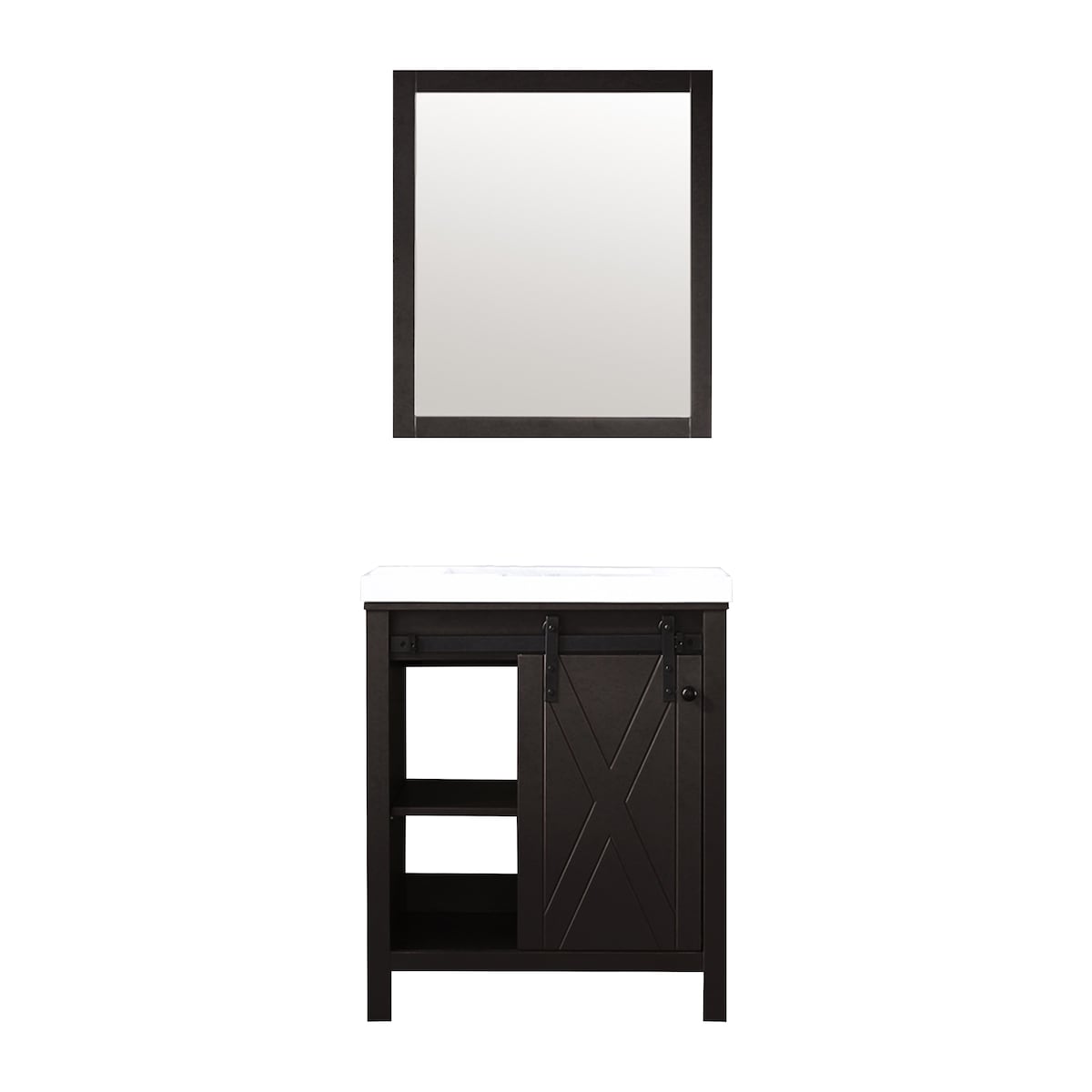 Marsyas Bath Vanity, White Quartz Countertop and Mirrors